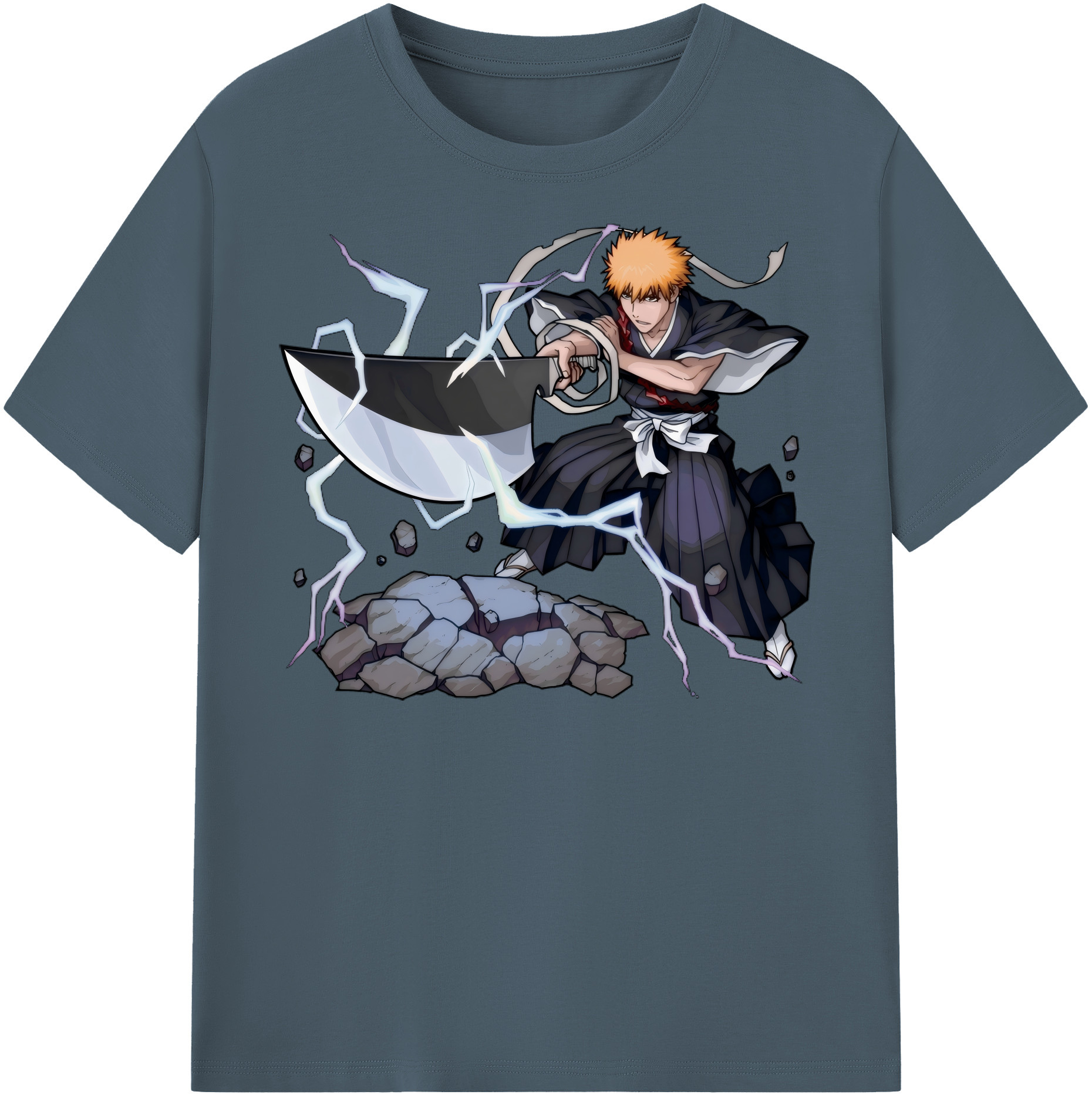 （画像用） ブリーチ 黒崎一護（くろさき いちご）BLEACH Kurosaki Ichigo 綿100％半袖Tシャツ（フロントプリント）